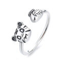 wholesale S925 Sterling Silver Zodiac Little Tiger Coin Bag Adjustable Ring Cute Sweet and Cool Style Index Finger Ring-0-4