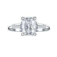 wholesale 18k Gold Plated Silver 6*8mm Radiant Cut Moissanite Ring Sold Out in Cloudsame Jewelry's Cross-Border TikTok Live Broadcast-2 carats of side zircon  US size 5.5