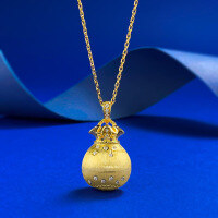 wholesale S925 Silver New Style Ancient Chinese Pulled Silk Small Fortune Bag Pendant Necklace, New Chinese Style National Trend-N486 Gold Lucky Bag Necklace 925 Silver