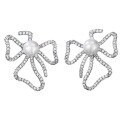 wholesale 925 silver with natural pearl, Floral Bow Earrings for Women by Mu Jing Jewelry, 6mm-0-4