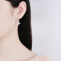 wholesale PT950 gold-plated S925 sterling silver ear stud with moissanite star-shaped earrings, sweet and cute, a live-streaming bestseller-0-3