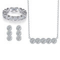 wholesale S925 Sterling Silver European-Style Three-Piece Jewelry Set with Square Zircon Earrings, Stackable Rings, and Necklace-0-21
