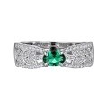 wholesale Sterling Silver Wheat Hollow Ribbon 4*6 Emerald Ring for Women, Small Batch Design, Luxury 3D Style-0-4