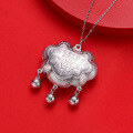 wholesale 999 Silver Auspicious Blessing Fu Child Infant Baby Pure Silver Peace Buckle Longevity Lock Pendant Silver Jewelry-0-1