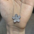 Metal Pendant Necklace with Full Moissanite and Five-Petal Lucky Flower Design-0-3