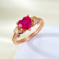 wholesale 925 Silver New High Carbon Diamond Ring 7*7 Heart-shaped Ruby Simple European and American Ins Style Hot-selling Live Stream-0-2