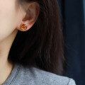 wholesale S925 Silver Minimalist and Elegant Natural Flower Amber Steamed Bun Stud Earrings Live Streaming Supply Chain-0-3