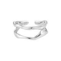 wholesale S925 Sterling Silver 922 Niche Minimalist Ins Double-Layer Hollow Stackable Adjustable Open Ring for Women-White gold/JT921 Adjustable opening