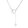 wholesale S925 Sterling Silver Korean-style Double-layer Trendy Cross Meteor Tassel Pendant Choker Necklace for Women-0-4
