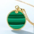 wholesale S925 Sterling Silver New Minimalist Trendy Geometric Circular Malachite Pendant Necklace Ins Style for Dropshipping-0-3
