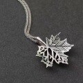 wholesale Metal material: 925 Sterling Silver Vintage antique sterling silver maple leaf necklace trendy fashion ins literary style leaf pendant necklace-0-1