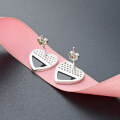wholesale S925 Silver Korean Version Elegant Two-Tone Heart Stud Earrings for Women, Minimalist Design Heart-Shaped Earrings Cross-Border New Accessories-0-1