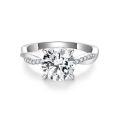 wholesale Classic Four-Prong Vine Band 80mm 2-Carat Full Moissanite Engagement Ring in Sterling Silver-0-0
