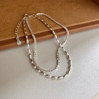 wholesale S925 Sterling Silver Full Pavé Grain Double Layer Bracelet Minimalist Style Versatile Small Design Jewelry Best Friend Gift-Gypsophila Rice Double Layer Bracelet 925 Silver