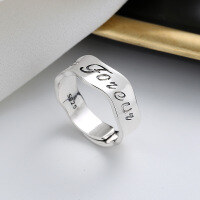 wholesale S925 Sterling Silver Korean Style English Letter Zircon Ring Ins Elegant Lady Fashion BFF Gift-464FJ/approx. 4.4g Opening adjustable