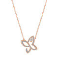 Sterling Silver 2025 Phantom Butterfly Openwork Diamond Accent Minimalist Pendant Necklace-0-3