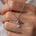925 Silver Plated Two-Tone Four-Prong Moissanite Pendant Necklace-0-4