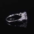wholesale S925 Sterling Silver Fashionable Imported 2-Carat Oval Moissanite Center Stone Ring with Certificate, Does Not Fade-0-3