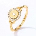 wholesale New 925 Silver Heart Lock Round Geometric Women's Ring, Simple and Stylish Valentine's Day White Zircon Key Ring-0-4