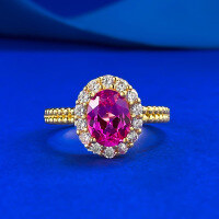 wholesale S925 Silver Gold Plated, New6*8 from -R1452 Padparadscha Lotus 6