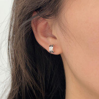 wholesale S925 Sterling Silver Small Quilted Stud Earrings, Korean Dongdaemun High-End Minimalist Niche Statement Earrings-Sterling silver