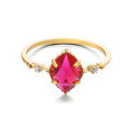 wholesale [925 Sterling Silver] Japanese Light Luxury European Vintage Palace Style Rhombus Marquise Red Ruby Ring Diamond Summer-0-4