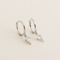 wholesale S925 Sterling Silver Geometric Zircon Ear Clips For Women, Cross-border Exclusive Best-seller, Light Luxury Style Short Tassel Earrings-Platinum (short earrings) 925 silver