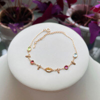 wholesale S925 silver Japanese-style light jewelry, natural crystal topaz multi-gemstone versatile feather bracelet for women, factory wholesale-Light Luxury Feather Color Crystal Bracelet>925 Silver