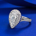 wholesale S925 Sterling Silver High Carbon Diamond Ring, 8*13 Pear Shape Teardrop Ring, European and American Fashion, Live Streaming Drop Shipping-0-1