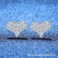 S925 Silver Moissanite Full Diamond Heart Earrings for Women Wholesale-0-0