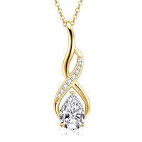 S925 Silver Irregular Moissanite Pendant Necklace for Women-Teardrop-shaped Moissanite Necklace [K Gold]  925 Silver