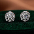 S925 Sterling Silver Round Hip-Hop Moissanite Stud Earrings-0-4