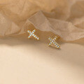 wholesale S925 Sterling Silver Exquisitely Simple and Minimalist Ins Advanced Niche Design Full Diamond Cross Stud Earrings M06164-0-4