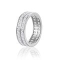 wholesale S925 Silver Plated 18k Gold Double Row Princess Cut 2mm Moissanite Luxury Full Diamond Inlaid Row Ring-0-4