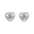 wholesale S925 Sterling Silver Moissanite Heart Earrings for Women, Full Diamond Heart-Shaped Earrings, Niche Design, Luxurious Star Point Series-0-4