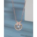 wholesale 925 Sterling Silver Diamond-Encrusted Bow Circle Pendant Necklace for Women, Fashionable Niche Luxury Collarbone Chain with a Sense of High-End Versatility-0-5