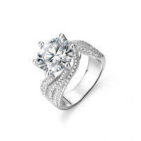 18k Gold-Plated S925 Silver 5ct Moissanite D Color Luxury Ring Jewelry-5 carats (empty setting)  10 yards