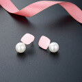 wholesale S925 Sterling Silver Retro Square Drop Glaze Pearl Earrings for Women, Autumn Winter Gentle Style, Small Unique Design, Light Luxury Stud Earrings-0-3