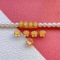 wholesale S925 ancient silver gold-plated fittings set with natural white crystal "Peace and Joy" square spacer beads and waist beads loose beads for DIY-0-0