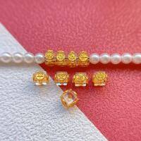 wholesale S925 ancient silver gold-plated fittings set with natural white crystal "Peace and Joy" square spacer beads and waist beads loose beads for DIY-Peace and joy
