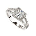 Sterling Silver 1-Carat Square Moissanite-Style Engagement Ring with Luxury Design-0-3