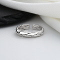 wholesale S925 Sterling Silver Retro Vintage Handwoven Stacking Ring Korean Minimalist Style Adjustable Open Ring for Women-0-2
