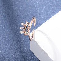 wholesale S925 Silver Korean Creative Cross-border Ring Crown Zirconia Ring for Women, Inlaid Zircon Fashion Accessories Pinky Ring-Fashion Rings Adjustable Opening