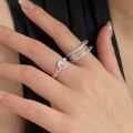 wholesale S925 sterling silver minimalist multi-line open adjustable finger ring, Korean-style versatile design-0-2