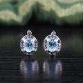 wholesale S925 Sterling Silver Oval Natural Topaz Sky Blue Earrings for Cross-Border European and American Market-0-0
