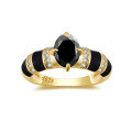 wholesale S925 silver plated with 18k gold new Egyptian style oval 6*8mm moissanite black epoxy ring for women-0-0