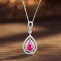 wholesale S925 Sterling Silver Light Luxury Red Diamond Necklace, Fashionable and Versatile, Elegant and Unique, Niche Design with a High-End Sense, Collarbone Chain-0-9