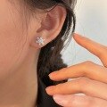 wholesale Sterling Silver S999 Snowflake Inlaid Stone Ear Studs for Women, Minimalist and Fashionable, Niche and Exquisite, Ear Piercing Friendly, Versatile Earrings-0-0