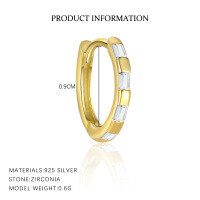 wholesale S925 Sterling Silver Geometric Zircon Earrings for Women, Minimalist French Style-E4641-Gold/Single 925 Silver