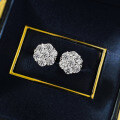 wholesale S925 Sterling Silver Full Pavé Moissanite Flower Earrings, Hot-selling European and American Hip-hop Style for Cross-border Live Streaming and Dropshipping-0-3